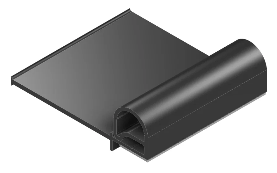 1000035067 – JAEGER Slide Out Seal, Single Bulb With 2-1/2 Inch Wipe 35 Foot Length 0.91 Inch Bulb Height Black Polym...